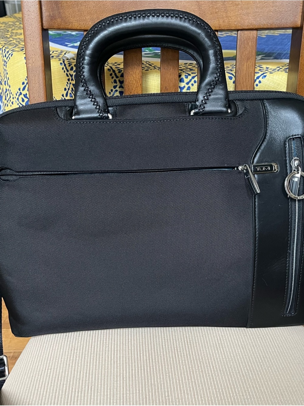 Tumi Black Nylon and Leather Laptop Briefcase